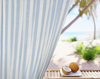Blue Stripe Curtains | Window Panel, Farmhouse, Light-Filtering