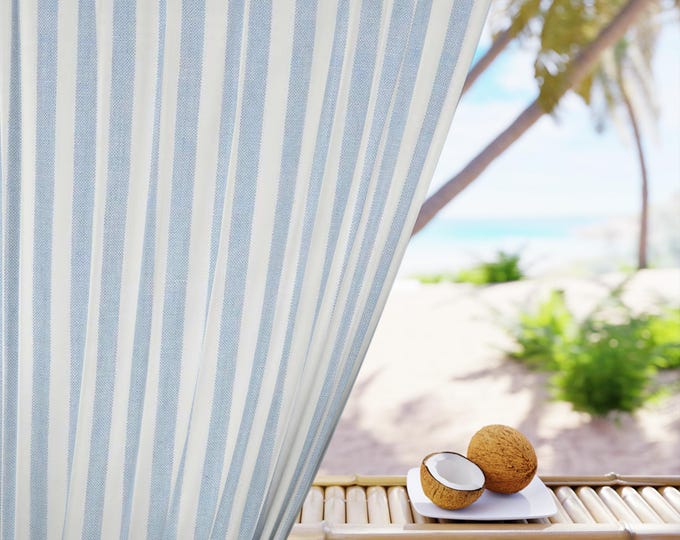 Blue Stripe Curtains | Window Panel, Farmhouse, Light-Filtering