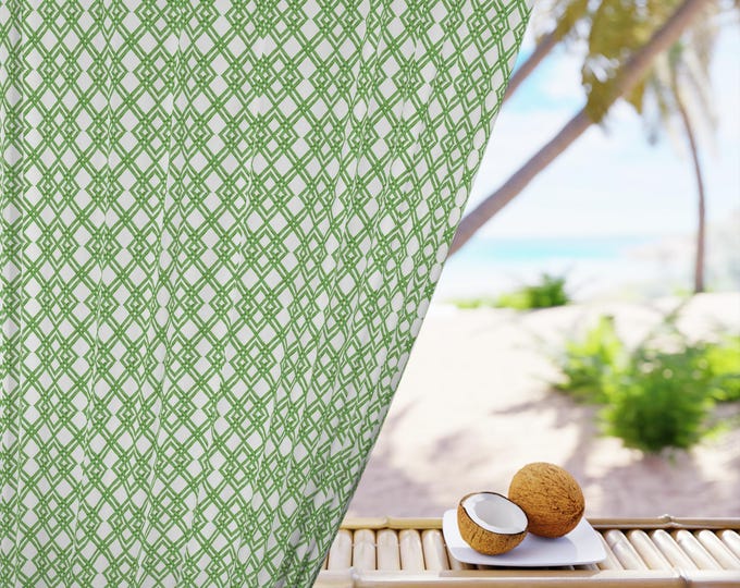 Preppy Trellis Curtain Panel (Single) | Elegant Window Treatment for Coastal & Farmhouse Home Decor (50" × 84")