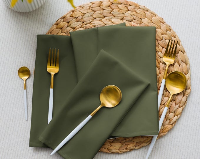 Evergreen Estate Solid Napkins 20"x20" Set of 4 | Preppy Heritage Table Linens | Estate Dining | Top Nacch Luxe