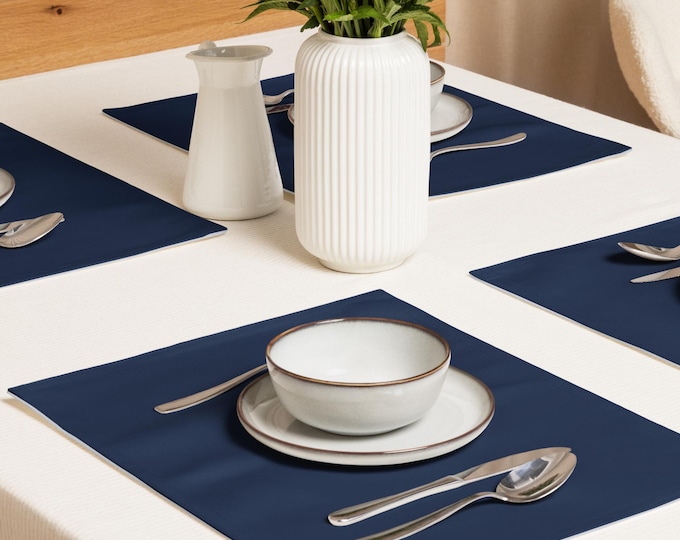 Newport Navy Solid Placemats 20"x20" Set of 4 | Preppy Heritage Table Decor | Estate-Style Dining | Top Nacch Luxe