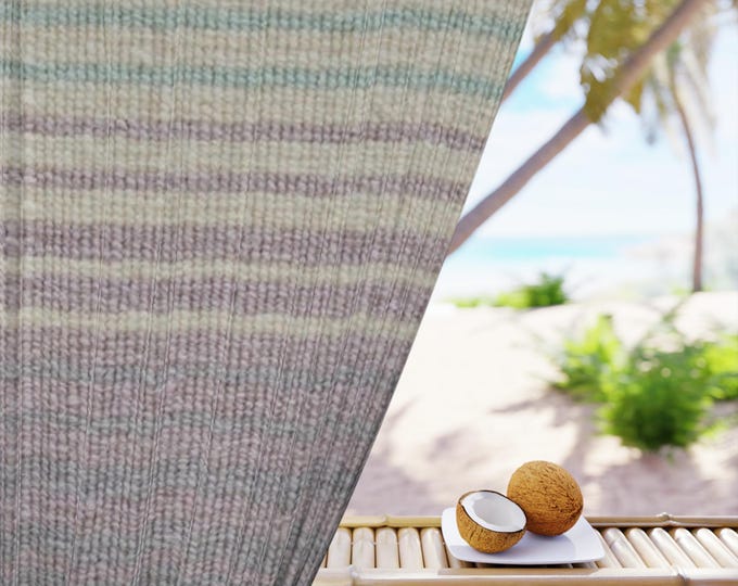 Pastel Ombre Striped Window Curtain | Light Blue Lavender Gradient Panel