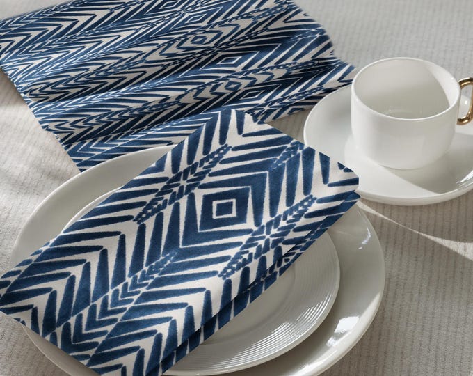 Navy Geometric Cloth Napkins (Set of 4) | Coordinating Table Linens