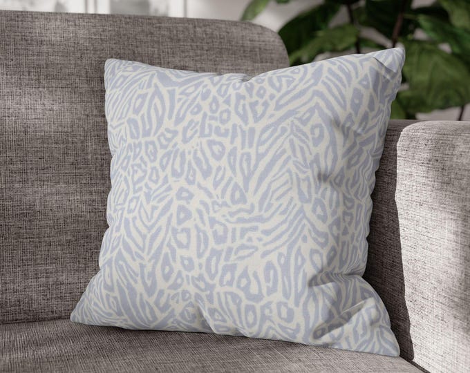 Light Lavender Leopard Print Square Pillow | Modern Organic Accent Cushion 18"x18"
