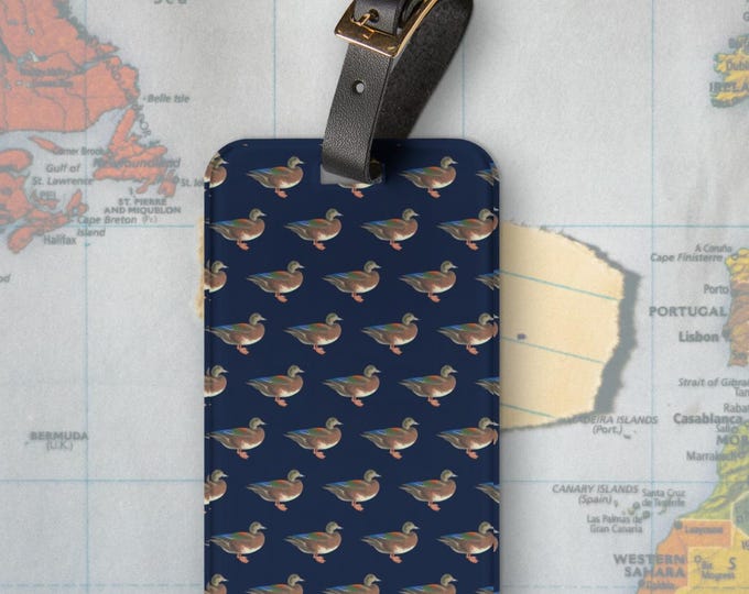 Newport Navy Mallard Duck Luggage Tag | Preppy Travel Accessory | Heritage Luxe Travel Tag