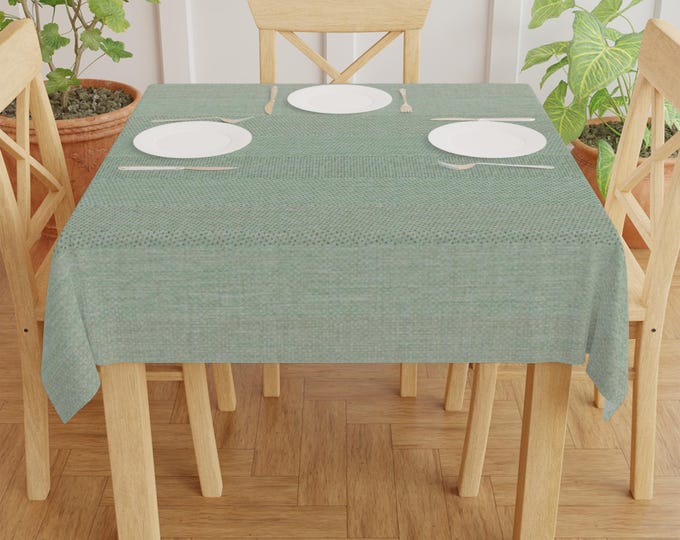 Sage Linen Texture Tablecloth | Square Dining Table Cover