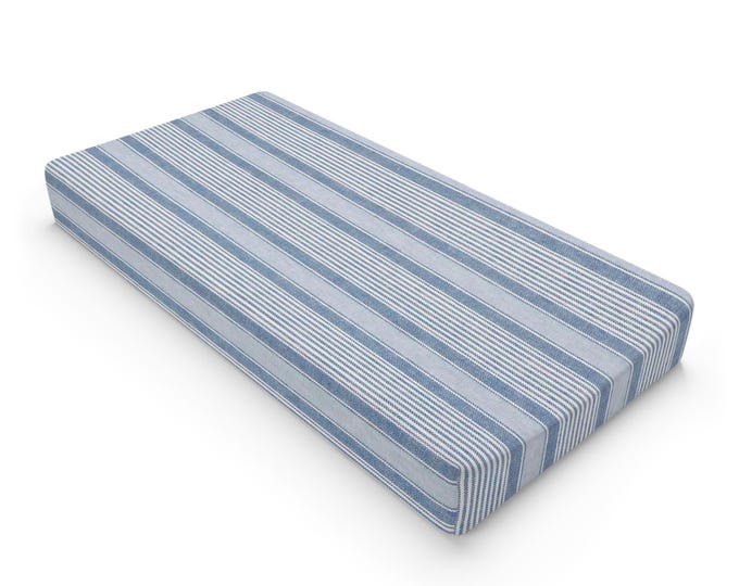 Blue Striped Nursery Changing Pad Cover baby changing pad cover | soft stripe nursery