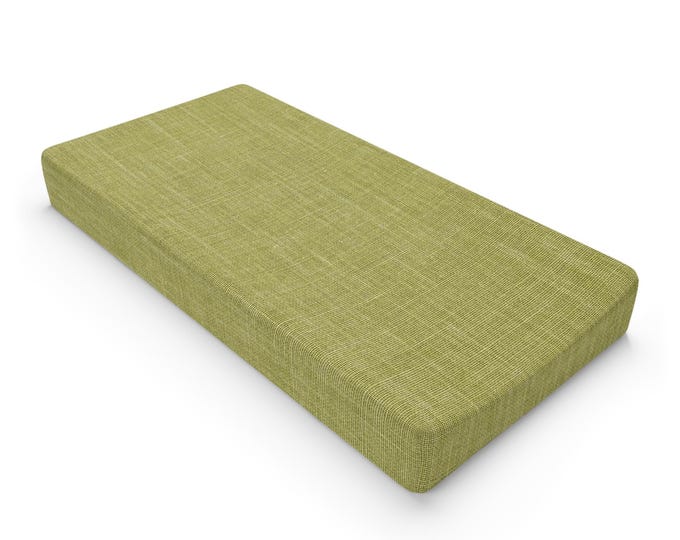 Olive Green Linen Baby Changing Pad Cover | Fitted Waterproof Nursery Pad