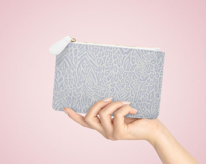 Ivory Grey Animal Print Mini Clutch Bag | Leopard Pattern Wristlet