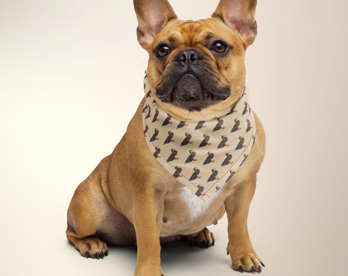 Mallard Reserve Champagne Chalet Duck Print Pet Bandana | Matching Heritage Family Pet Accessory | Luxury Dog Bandana | Country Estate Style