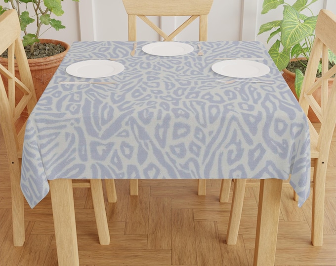 Abstract Blue Leopard Print Tablecloth | Modern Animal Pattern