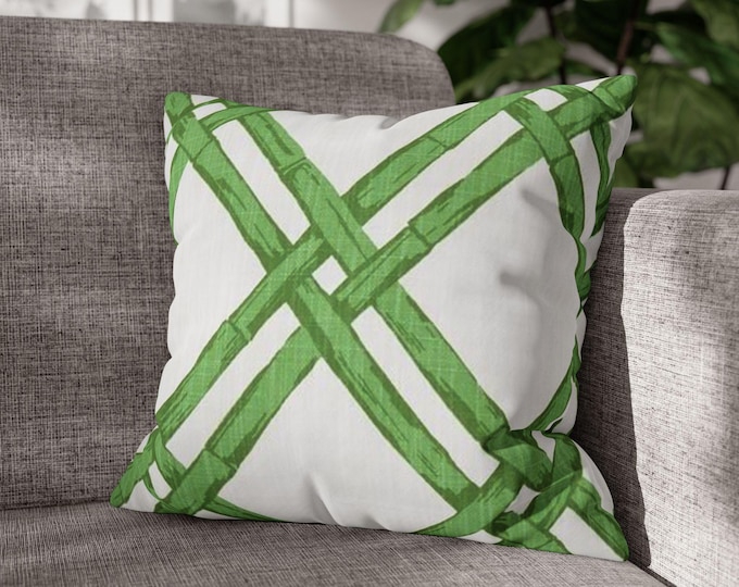 Preppy Trellis Throw Pillow – 18"x18" | Green & White Coordinating Home Accent