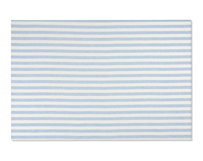 Blue and White Striped Area Rug | Coastal Nursery Rug, Soft Stripes (72"x48")