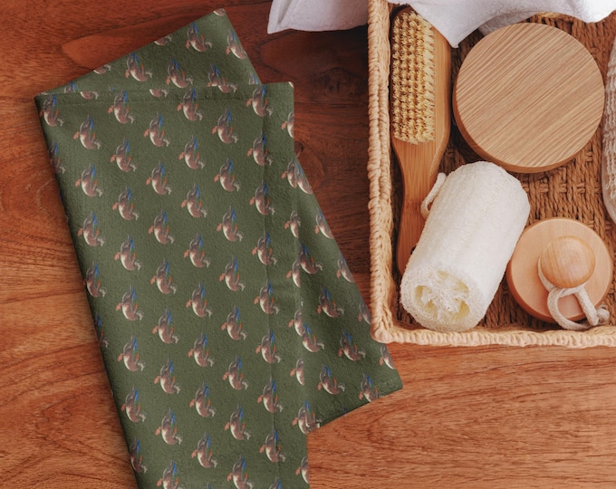 Evergreen Estate Mallard Duck Hand Towel | Preppy Luxury Bathroom Decor