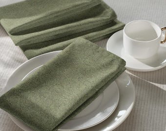 Juego de servilletas de tela con aspecto de lino suave, servilletas de tela neutras, elegante decoración de mesa, decoración de cocina verde, comedor minimalista, servilletas de tela reutilizables
