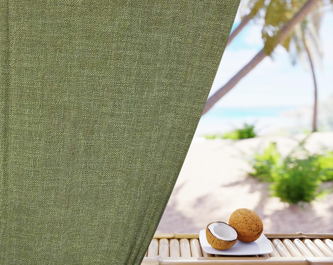 Olive Green Linen Window Curtain | Single Panel Curtain