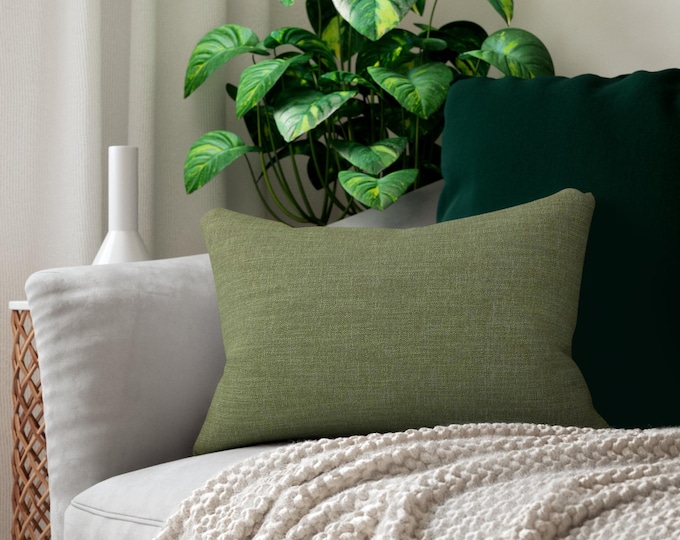 Green Linen Texture Lumbar Pillow