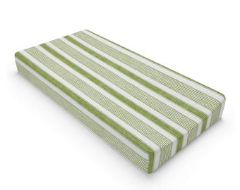 Green Striped Baby Changing Pad Cover | Nursery Changing Pad Sleeve