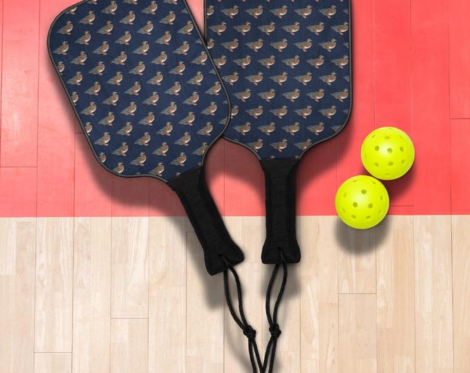 Mallard Duck Pickleball Set | Newport Navy Wooden Paddles, Country Club Style