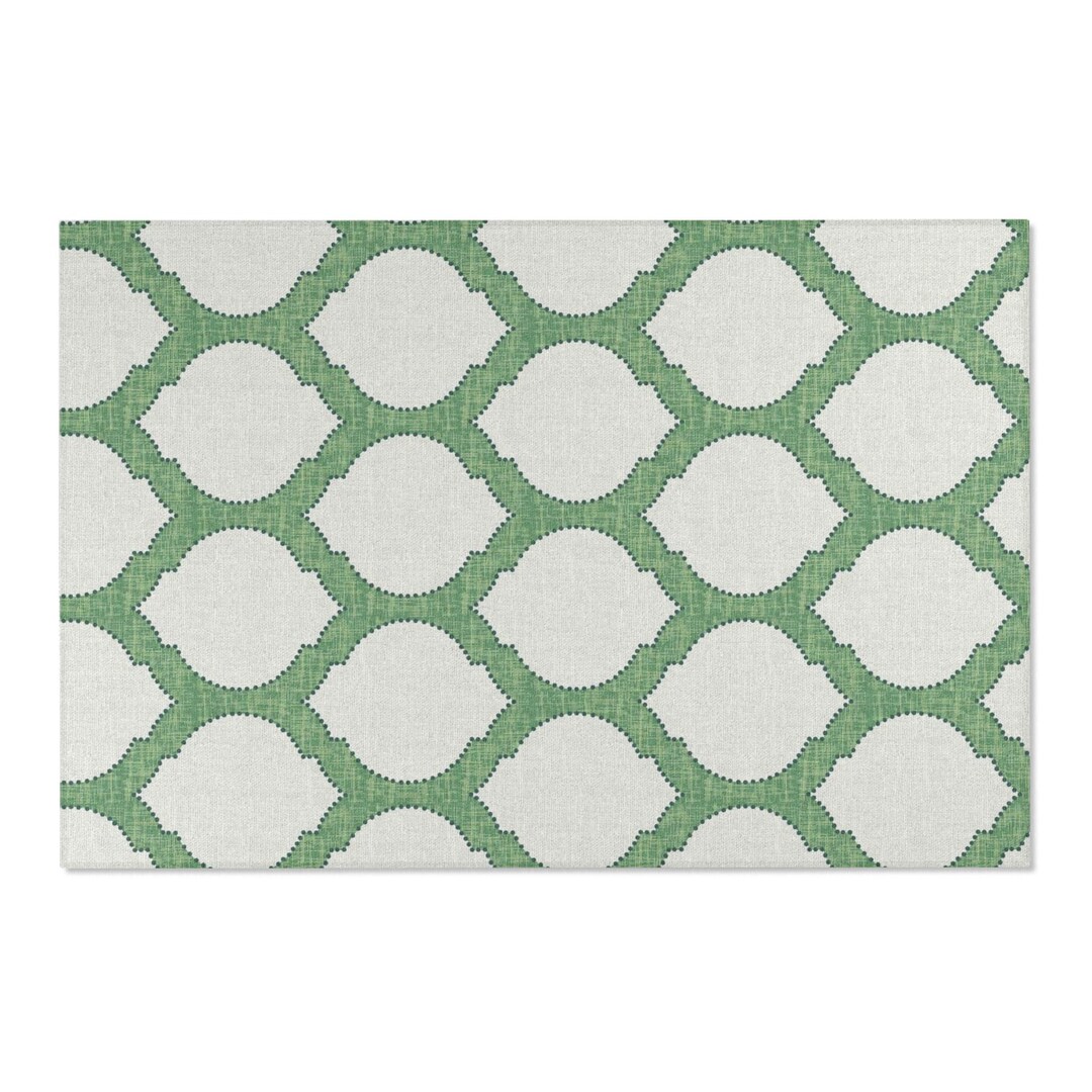 Preppy Rug Designs Preppy Trellis Area Rug 4x6 | Green Ivory Geometric Lattice Rug ...