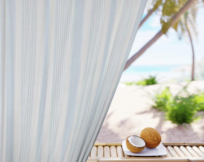 Soft Blue Vertical Stripe Window Curtain | Single Panel