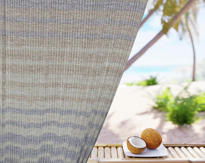 Blue Gradient Stripe Window Curtain | Ombre Linen-Look Panel