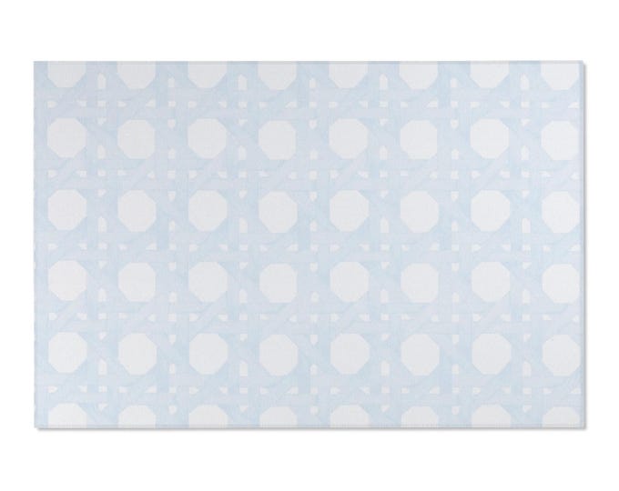 Soft Blue & White Bokeh Area Rug | Light Circle Pattern, Nursery Floor Rug (72"x48")