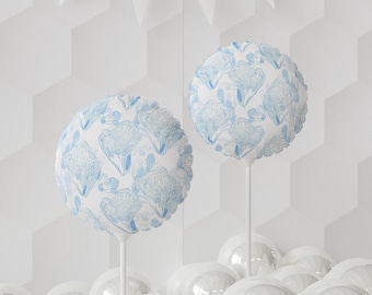 Globo con estampado de conchas marinas azules de 28 cm (11 pulgadas)