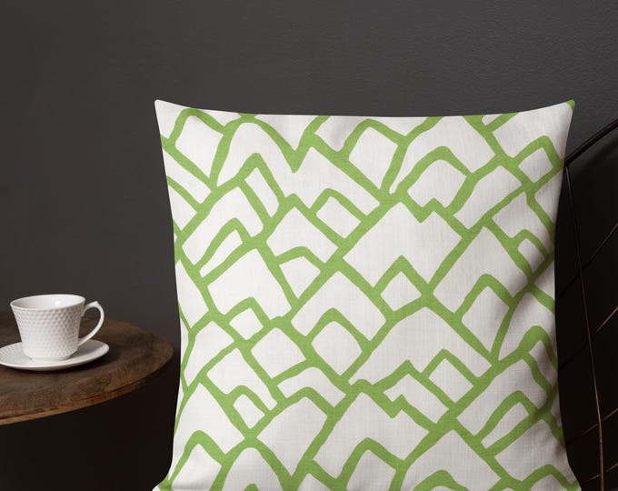 Preppy Green and White Trellis Throw Pillow – 18"x18" | Coordinating Home Accent