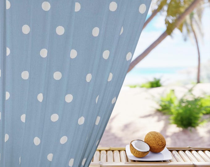 Blue Polka Dot Window Curtain | Light Blue White Dots