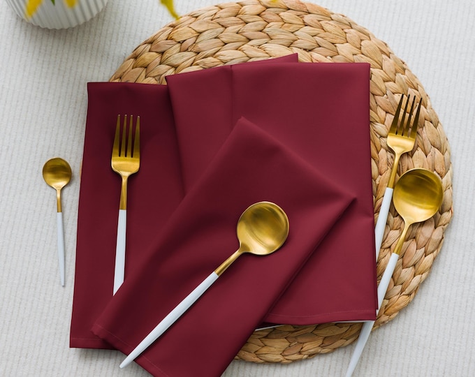 Bordeaux Burgundy Solid Napkins 20"x20" Set of 4 | Preppy Heritage Table Linens | Estate Dining | Top Nacch Luxe