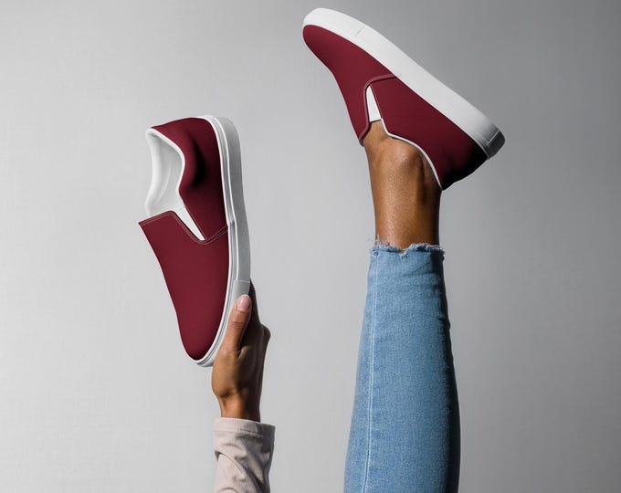 The Montauk Slip-On Canvas Shoes | Signature Solid Bordeaux Burgundy Coastal Luxe Everyday Sneakers | Women’s Chic Casual Comfort Shoes