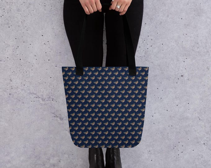 Mallard Reserve Village Market Tote, Newport Navy Duck Print Tote Bag | Classic Equestrian Heritage Carryall, Outdoor Lifestyle Sporting Bag