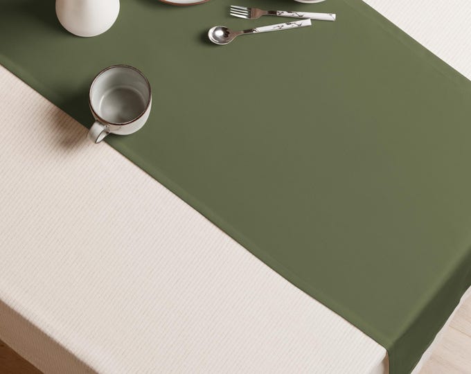 Evergreen Estate Solid Table Runner 90"x16" | Preppy Heritage Decor | Estate Dining Table | Top Nacch Luxe