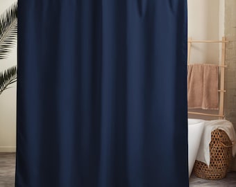 Newport Navy Luxury Solid Shower Curtain | Preppy Heritage Bathroom Decor | Estate-Inspired Home Accent | Lodge Bath Style