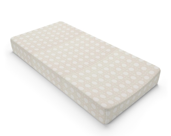 Neutral Dot Pattern Baby Changing Pad Cover | Beige Polka Nursery