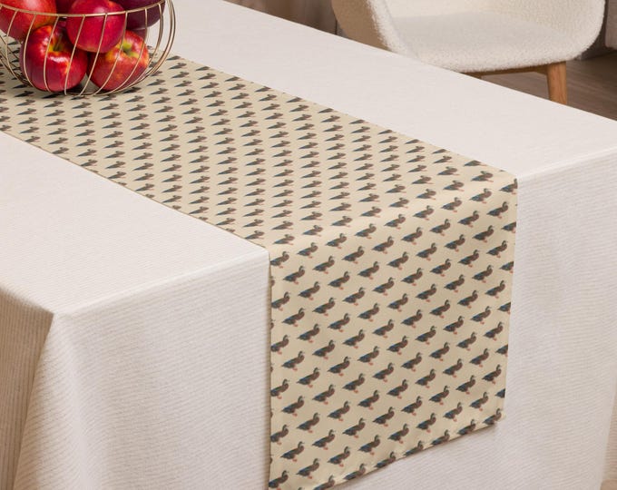 Mallard Duck Table Runner | Champagne Chalet Print, Preppy Estate Dining Home