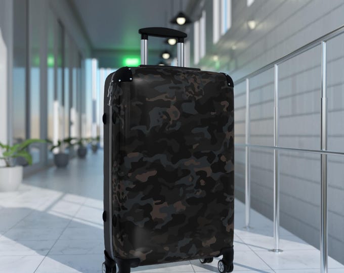 Black Camo Suitcase | Carry-On Luggage, Hard Shell Travel Case