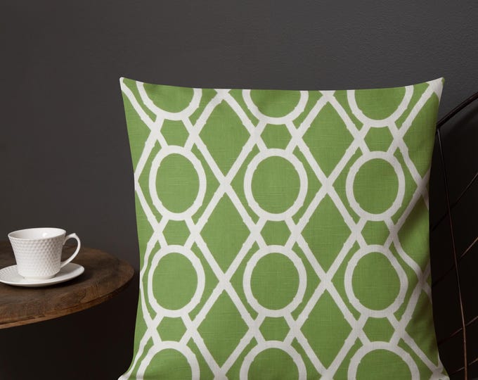 Preppy Green Trellis Throw Pillow – 18"x18" | Luxury Coordinating Home Accent