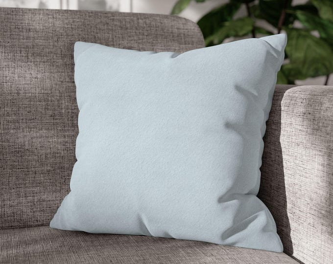Solid Light Blue Square Throw Pillow | Cozy Minimalist Decorative Canvas Accent Cushion (18"x18")