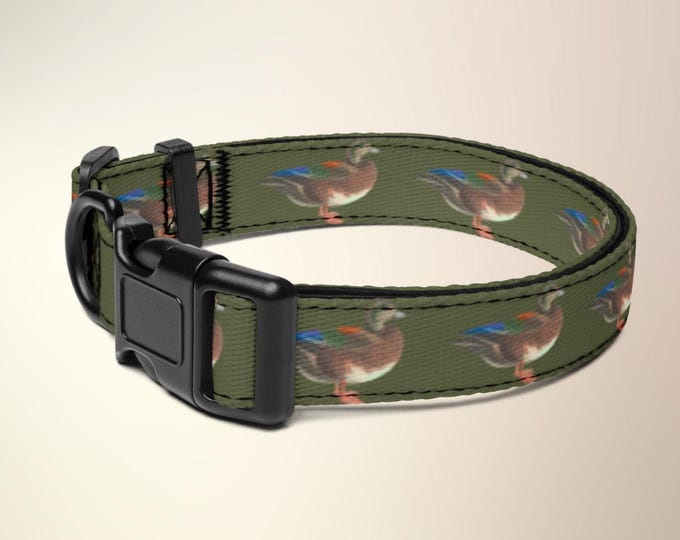 Mallard Duck Print Dog Collar | Evergreen Estate Pet Accessory, Adjustable Comfort Wear