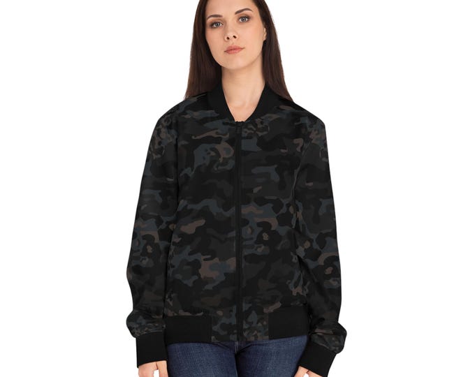 Black Grey Camo Bomber Jacket