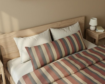 Rust Navy Beige Striped Body Pillow | Lumbar Bolster Pillow