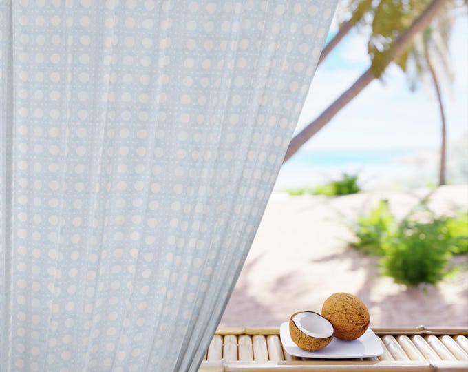 Light Blue Geometric Dot Curtains Window Curtain Panel | Modern Minimal Drapery