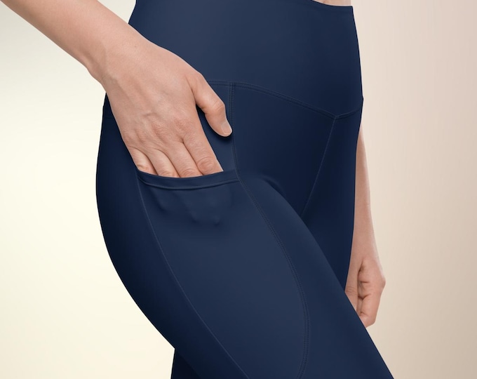 Newport Navy Pocket Leggings | High-Waisted Preppy Activewear | Matching Family & Pet | Top Nacch Luxe