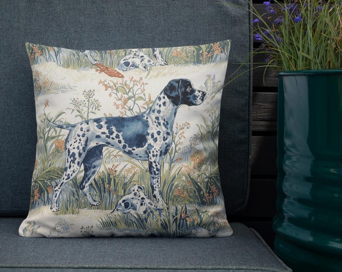 Vintage Sporting Dog Pillow Cover, English Pointer Hunting Art Cushion, Ralph Lauren Style Lodge Decor, Traditional Heritage Throw Pillow