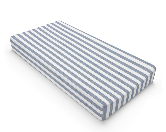 Navy Blue Striped Baby Changing Pad Cover