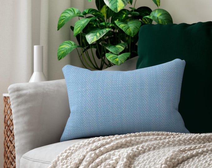 Light Blue Woven Texture Lumbar Pillow | Decorative Throw Pillow