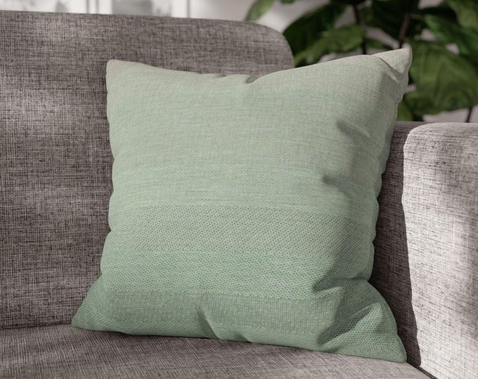 Soft Ombre Green Square Poly Canvas Throw Pillow | Minimal Striped Decorative Accent Cushion (18"x18")