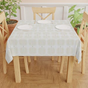 Neutral Geometric Leaf Pattern Tablecloth | Minimal Botanical Table Cover